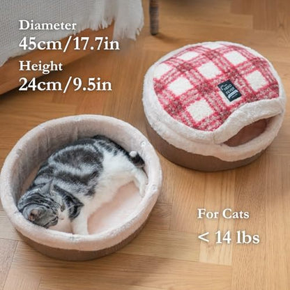 Cat Bed Cave - Enclosed Hideaway with Detachable Lid for Kitten (Snow)