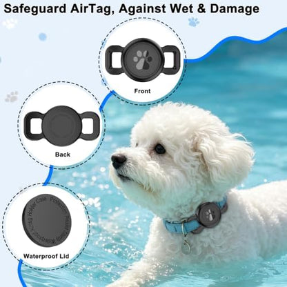 Airtag Collar Holder for Cats or Small Dogs, Waterproof, 1 Pack Black