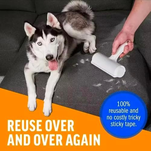 Pet Hair Remover Roller, Reusable, Self-Cleaning Lint Roller for Dog and Cat Fur, No Sticky Tape for Couch, Carpet, Furniture, Bedding, Home and Car