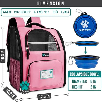 PetAmi Dog Backpack Carrier Airline Approved Cat Pet Puppy Bag, Pink