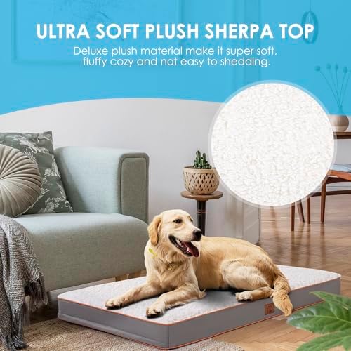 Sunheir Washable Orthopedic Medium Dog Bed, Large Waterproof Dog Crate Bed