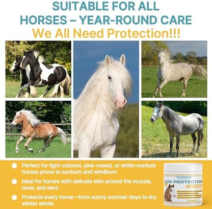 Horse Sunscreen for Nose & Sensitive Pink Skin – Natural Sunscreen for Horses with Non-Nano Zinc Oxide – Protects Against Sunburn, Windburn & Dryness – Safe, Long-Lasting Sunblock for All Seasons,8 oz