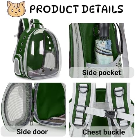Cat Backpack Carrier Bubble Carrying Bag (Dark Green)