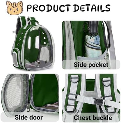 Cat Backpack Carrier Bubble Carrying Bag (Dark Green)