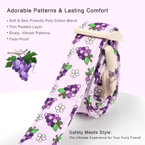Summer Dog Collar Cute Grape Dog Collars for Giant Large Dogs - Lightweight Adjustable Purple Puppy Collar Boy Girl Fall Dog Collar with Quick Release Buckle XL