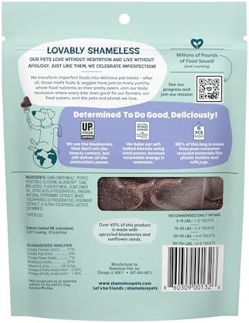 Shameless Pets Soft-Baked Dog Training Treats, Blueberried Treasure - 6 oz
