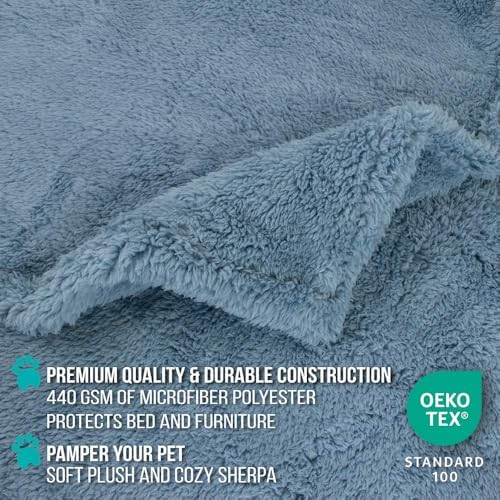 Fluffy Fluffy Sherpa Waterproof Dog Blanket for Large Pet Cat, 40x60 Blue