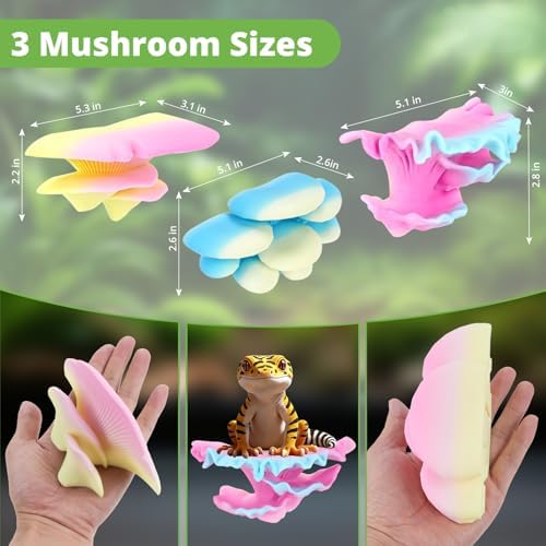 Westant Mushroom Decor for Reptile Tank, Sunrise, Trio Cap