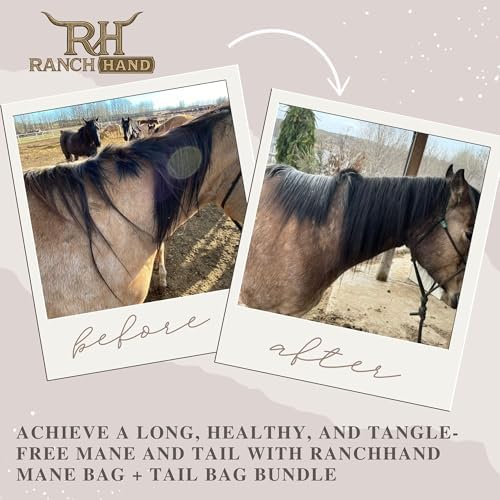 Ranch Hand -Horse Mane and Tail Bag Set, 7 Piece Lycra Hair Protection Bundle for Horses, Includes 6 Mane Bags and 1 Tail Bag — Durable, Stretch Lycra Protection (Green)