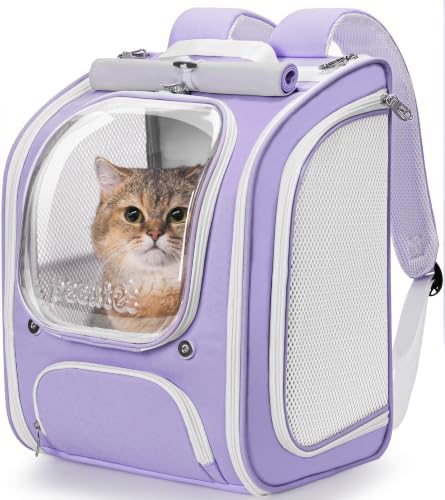 Pecute Cat Backpack Carrier,Large Space Cat Bubble Backpack,Light Purple
