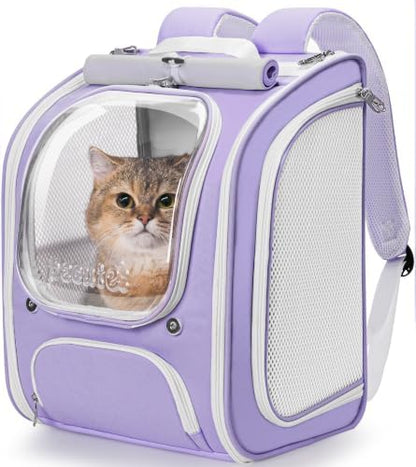 Pecute Cat Backpack Carrier,Large Space Cat Bubble Backpack,Light Purple