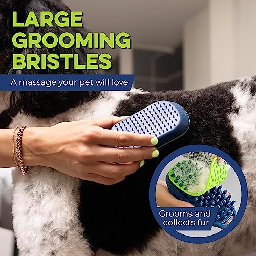 Bonza Silicone Dog Brush - Dog Brush for Shedding & Massage, Cat Bath Scrubber for Easy Shampoo, Pet Grooming Tool with Removable Hair Screen, Navy Blue, Silicone