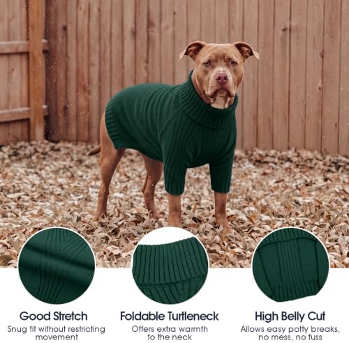 Turtleneck Dog Sweater, Thermal Knitted Sweater for Small Dogs (Green,M)