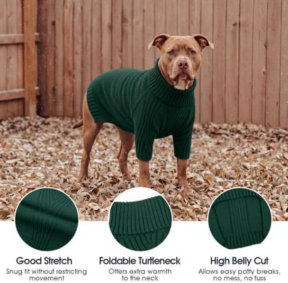 Turtleneck Dog Sweater, Thermal Knitted Sweater for Small Dogs (Green,M)