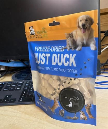 Freeze-Dried Duck Treats for Dogs & Cats, Single Ingredient, High-Protein Training Treats, Food Topper for Picky Eaters, Grain-Free Pet Snack (2.0 oz, Just Duck)