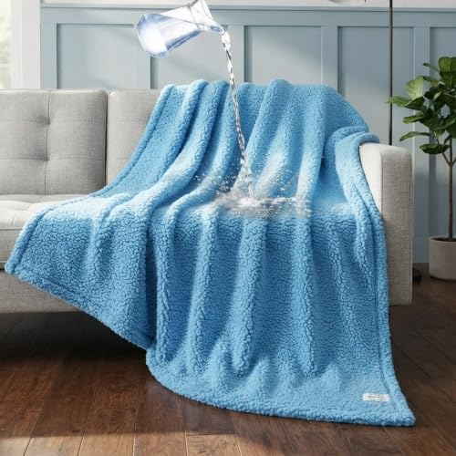 Blue Pet Blankets for Dogs Reversible Waterproof Pets Bed Cover Puppy Cat Blankets Leakproof Sofa Couch Washable Covers Doggie Beds Mats for Warm-Lake Blue,XL