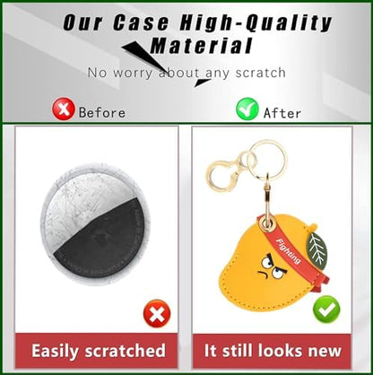 BORKUANA PU Leather Keychain Holder Protective Case Compatible with AirTag