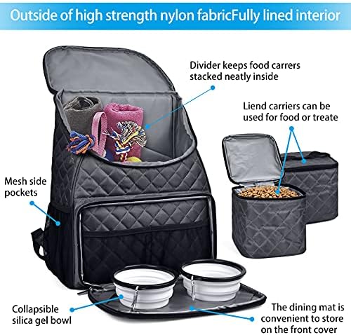 BAGLHER 丨Dog Travel Bag,Airline Approved Pet Supplies Backpack, Dog Travel Backpack with 2 Silicone Collapsible Bowls and 2 Food Baskets.