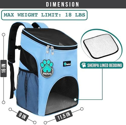 PetAmi Cat Backpack Carrier for Small Dogs and Large Cats, Airline Approved
