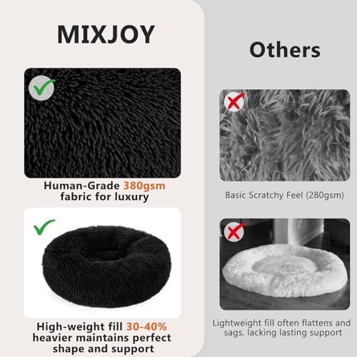 MIXJOY Orthopedic Dog Bed Comfortable Donut Cuddler Round Pet Beds Ultra Soft Washable Dog and Cat Cushion (20''/23''/30'') (23'', Brown)