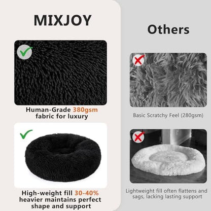 MIXJOY Orthopedic Dog Bed Comfortable Donut Cuddler Round Pet Beds Ultra Soft Washable Dog and Cat Cushion (20''/23''/30'') (23'', Brown)