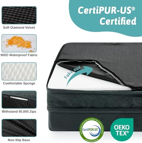 COZY KISS Orthopedic Dog Bed for Extra Large Dogs, U Shaped XXL 48x35 inch