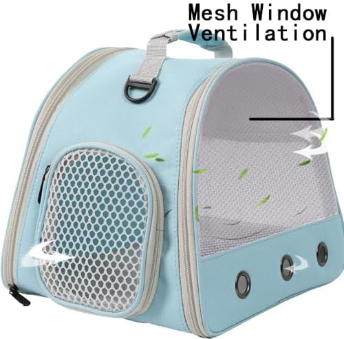 Ventilation Cage,Bearded Dragon Travel Carrier,Guinea Pig Carrier,Guinea Pig Bag for 2,Reptile Travel Carrier for Lizards Sugar Glider Hedgehog Rat Parrot Birds,Airline Approved (Blue, Mesh Carrier)