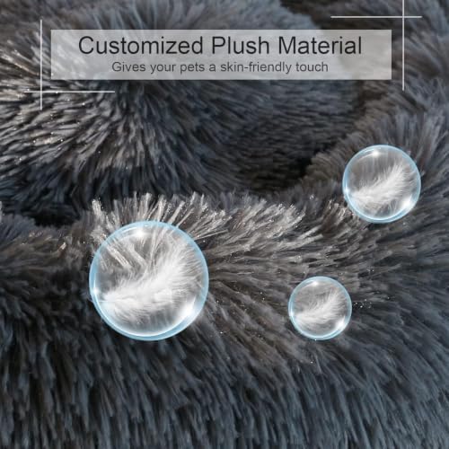 Calming Dog Beds XXLarge Sized Dog Donut Washable Bed 49inchs, Dgrey