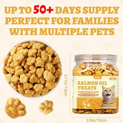 Wellix 13.05 oz Cat Treats with Salmon Oil & Omega-3, Skin and Coat Support