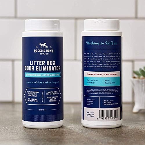 Rocco & Roxie Litter Box Odor Eliminator, Best Natural Urine Deodorizer, Cat Box Deodorizer, Smell Control, Odor Absorber, Safe for Kitty, 12 oz (Pack of 3)