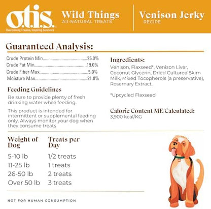 O.T.I.S. Wild Things Venison Recipe Jerky for Dogs – 4 oz – Soft Dog Treats with Venison as 1st Ingredient – GMO-Free – No Hormones or Artificial Additives