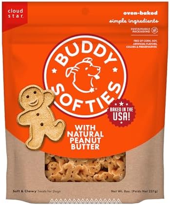 Buddy Biscuits 8 oz Bag of Softies Soft & Chewy Dog Treats, Peanut Butter