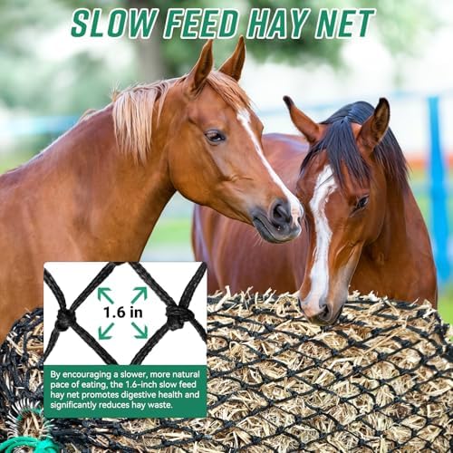 Slow Feed Hay Net, Square Bale PE Horse Hay Net with Drawstring