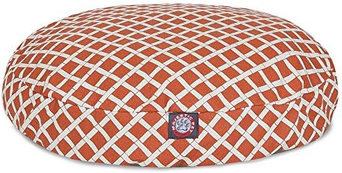 Burnt Orange Bamboo Medium Round Indoor Outdoor Pet Dog Bed With Removable Washable Cover By Majestic Pet Products