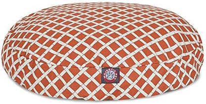 Burnt Orange Bamboo Medium Round Indoor Outdoor Pet Dog Bed With Removable Washable Cover By Majestic Pet Products