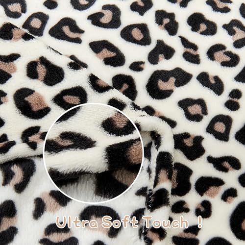 Yurhap Leopard Print Baby Blanket Fleece Baby Blankets for Boys Girls, Ultra Soft Cozy Fluffy Infant Toddler Newborn Receiving Blankets for Crib Stroller, 30"x40", Cream