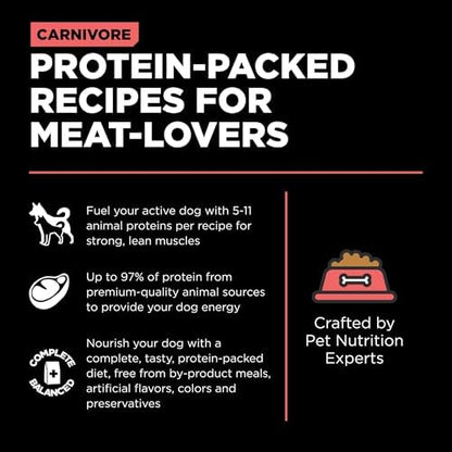 Go! Solutions Carnivore Salmon + Cod Grain-Free Dry Dog Food, Our Highest-Protein Kibble Made with Real Meat & Fish, Chicken-Free Recipe, for Puppies, Adults & Seniors, 22 lb Bag