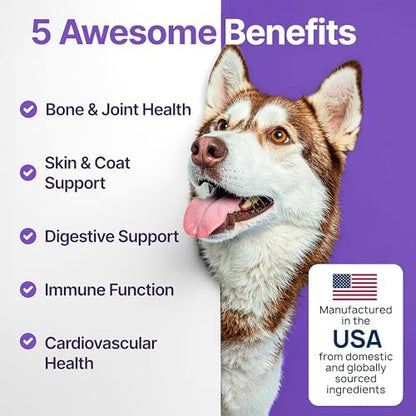 Dog Multivitamin Chewable with Glucosamine, Chondroitin & Probiotics – Dog Vitamins And Supplements – Skin, Hip & Joint, Immune - Puppy, Senior Dogs Supplements, 2 pack 340 Count, Made in USA