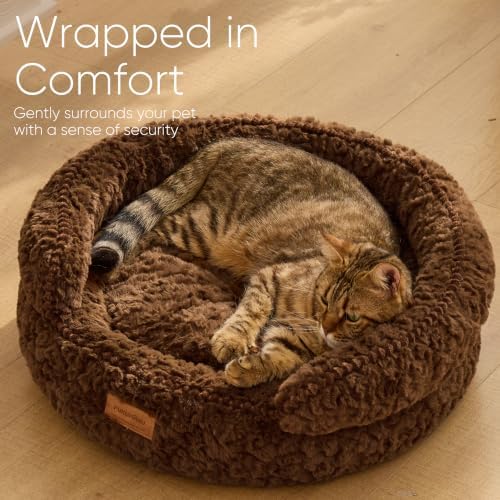 FUKUMARU Cat Bed for Indoor Cats, Small Dog Bed Washable, Round Kitten Bed