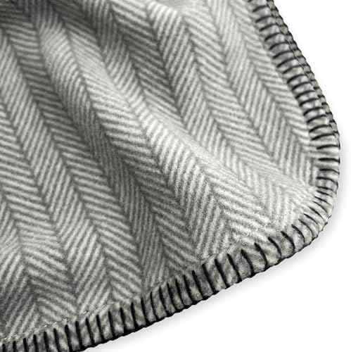 Preston II – THE Polar Fleece Throw, Super-Soft Recycled Polar Fleece Dog Blanket Couch Coat Sofa and Car Protecter for Small, Medium, Large Dogs - 40”x 50”, Dove Gray Herringbone, One Size