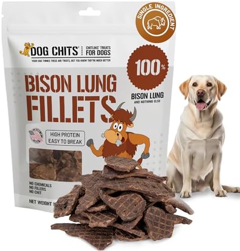 Dog Chits Bison Lung Fillets for Dogs – All-Natural, High Protein Single Ingredient Dog Treats Bison Lung Dog Treats – Grain-Free, Low-Fat – Safe with Sensitive Stomachs – 10 oz