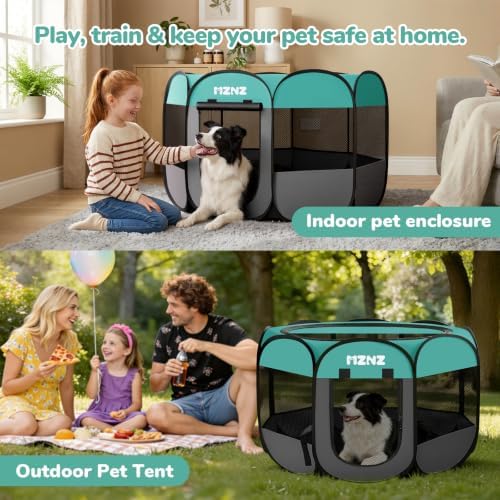Dog Cat Small Animal Puppy Playpen Crate, Large, Blue