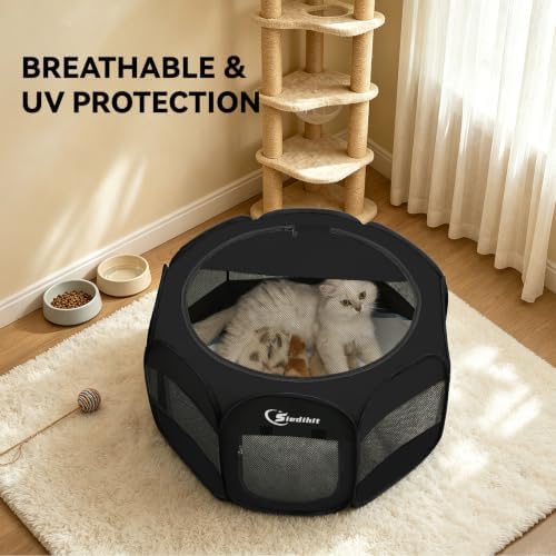 Siedihit Dog Playpen Tent Crate Cage Indoor Outdoor Whloe Black Small