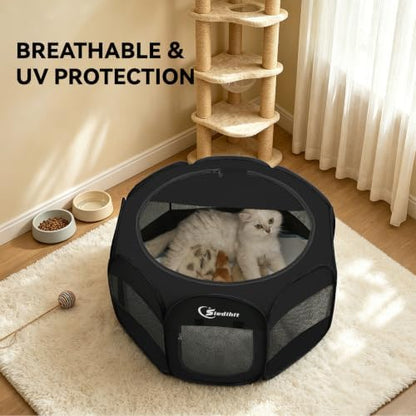 Siedihit Dog Playpen Tent Crate Cage Indoor Outdoor Whloe Black Small