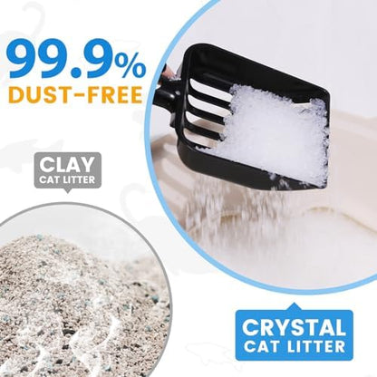 NEWORD Non-Clumping Crystals Cat Litter, Superior Odor Control Silica Gel Litter, Low Tracking & Dust-Free, Soft-On-Paws, Unscented, 14 lbs (2 Packs of 7lb Bags)