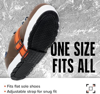 K1 Mid-Sole Ice Cleats - Rotatable Traction Aids For Flat Shoes - Indoor/Outdoor, Climbing, Driving - Slim Profile - Orange