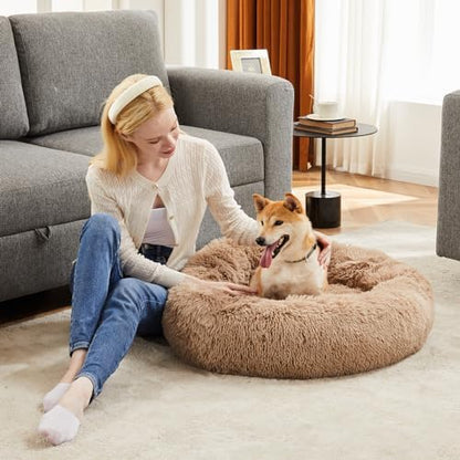 Dog & Cat Bed for Indoor Cats Calming Donut Bed Puppy Kitten Washable Round Fluffy Pet for Small Medium Dogs and Cats