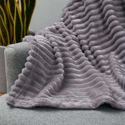 Nestl Purple Throw Blanket for Couch - Cozy Warm Fuzzy Blankets for Women, Set of 2 Small Fleece Throws for Girls - Dusty Purple, 50 x 60 Inches
