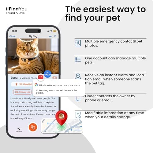 QR Code Cat Tags Personalized Small, Real-time Alerts, Orange