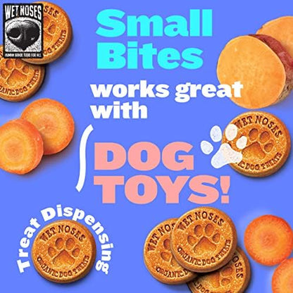 Wet Noses Organic Crunchy Dog Treats Grain Free – All-Natural, Human-Grade, Non-GMO, Healthy Training & Delicious Snacks for Dogs, All Dog Sizes & Breeds – Carrot & Sweet Potato, 14oz (Single Pack)